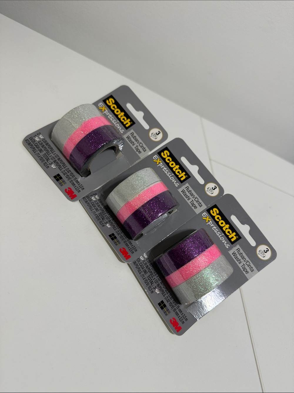 Scotch, Washi Tape, Glitter and print, PInk, Purple, Silver
